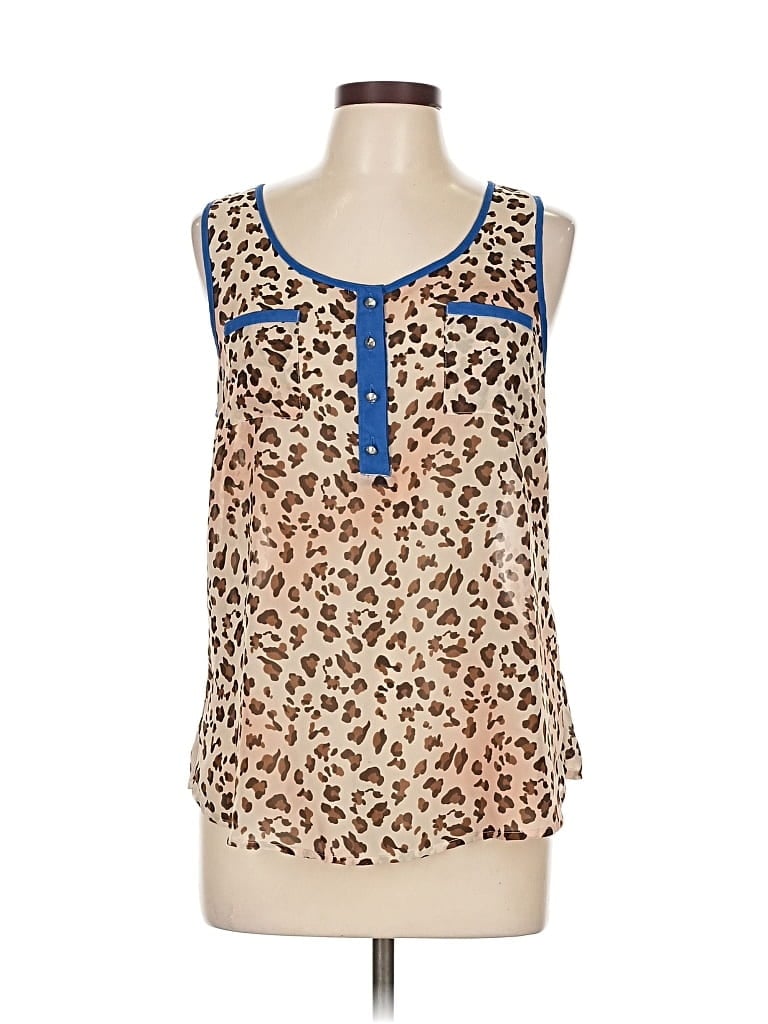 Pre-owned E&m Collection Sleeveless Blouse In Brown