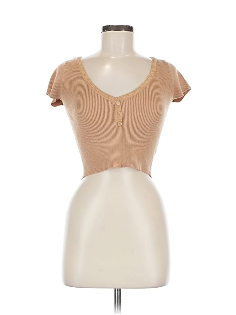 Pre-owned La Hearts Short Sleeve Henley Shirt In Brown