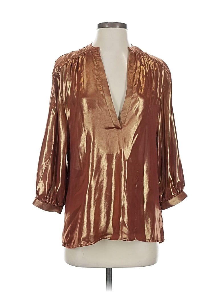 Pre-owned By Anthropologie 3/4 Sleeve Blouse In Brown