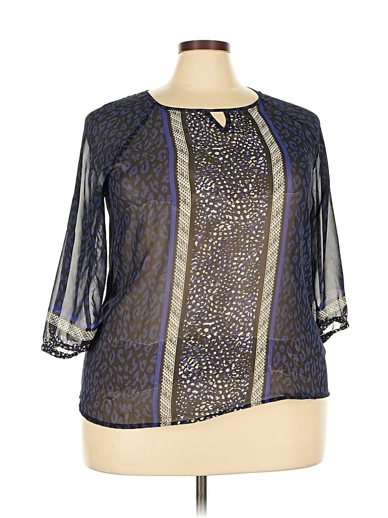 APT. 9 Pre-owned 3/4 Sleeve Blouse In Blue