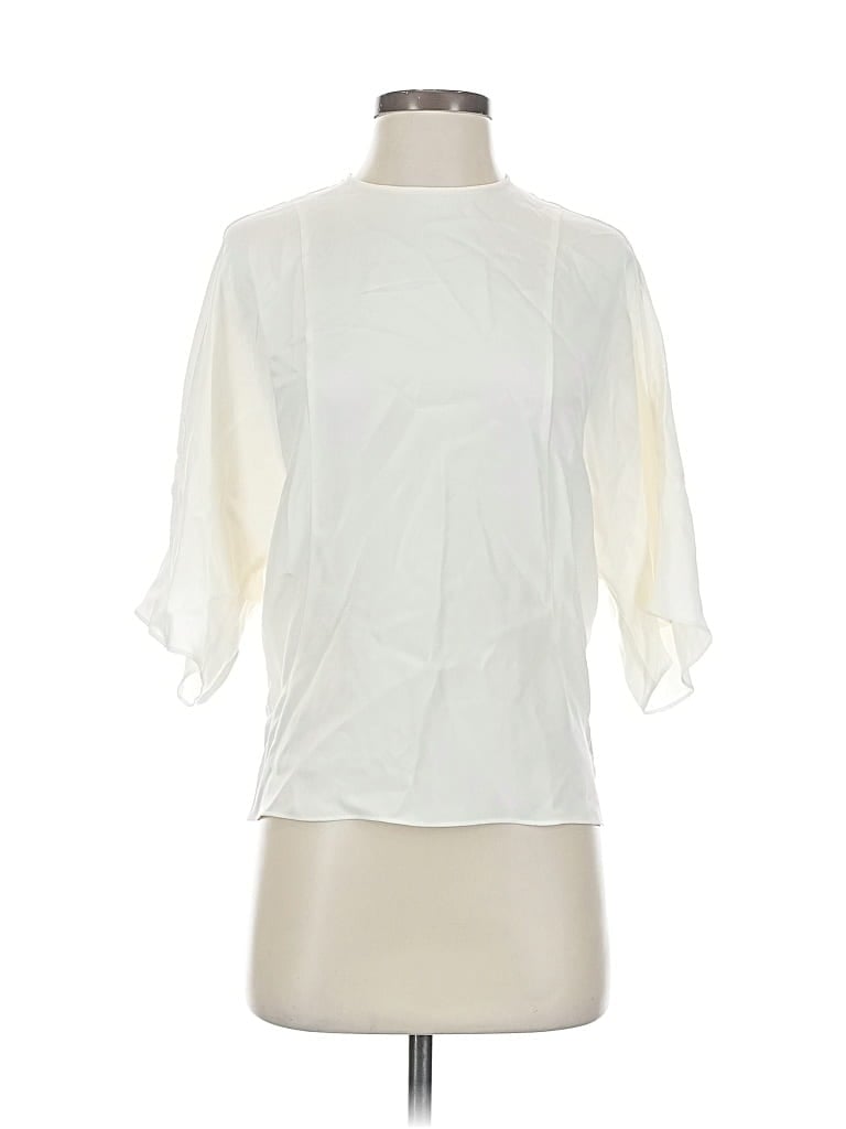 Pre-owned Cos 3/4 Sleeve Silk Top Ivory Boatneck Tops In White