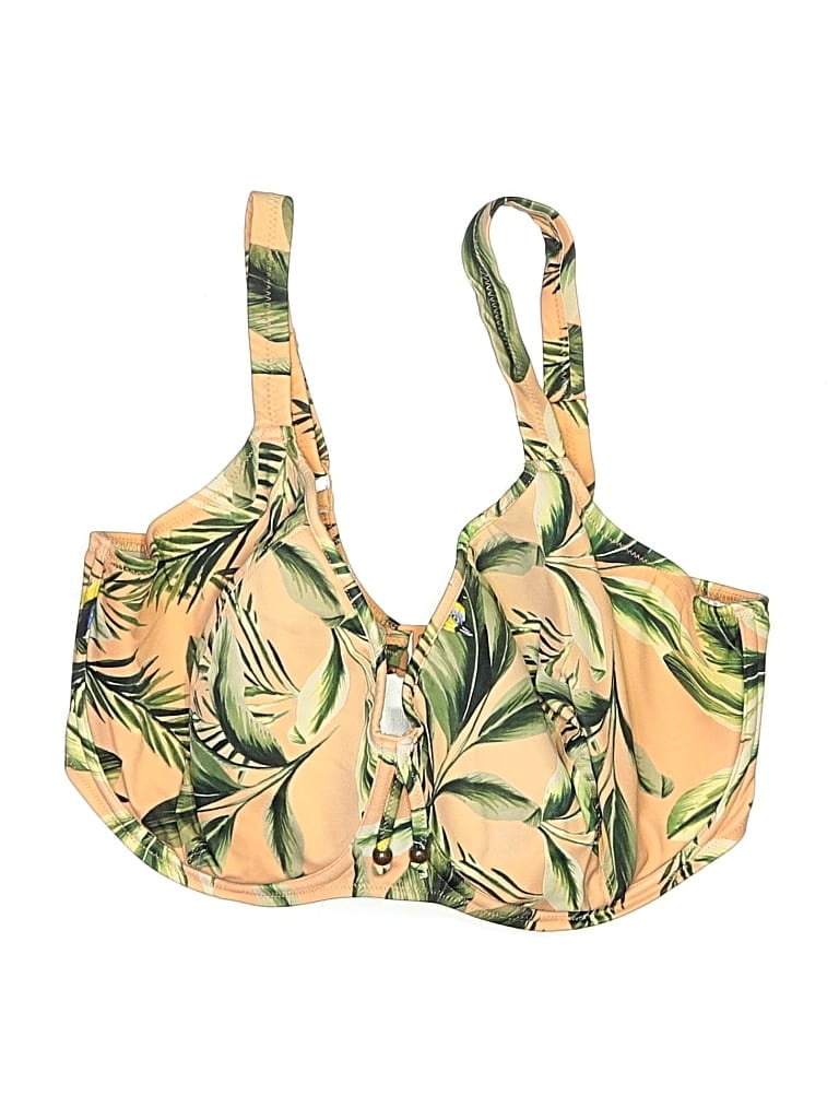 Pre-owned Freya Swimsuit Top Yellow Tropical Pattern Swimwear