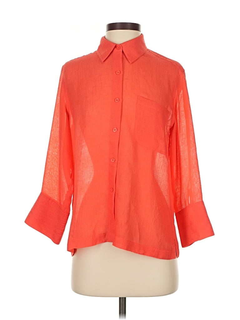 Pre-owned Coldwater Creek 3/4 Sleeve Blouse In Orange