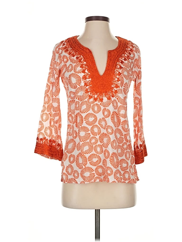 ROBERTA ROLLER RABBIT Pre-owned 3/4 Sleeve Blouse In Orange