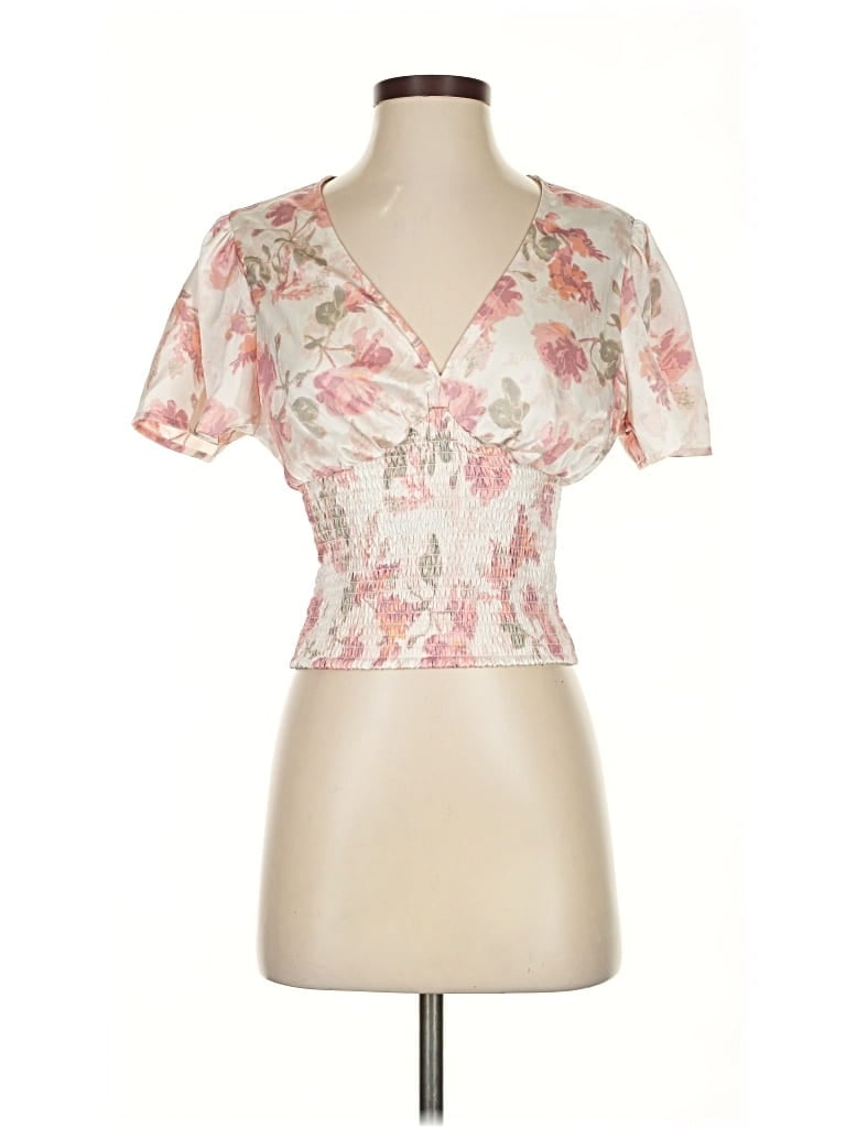 Pre-owned Guess Short Sleeve Blouse In Pink