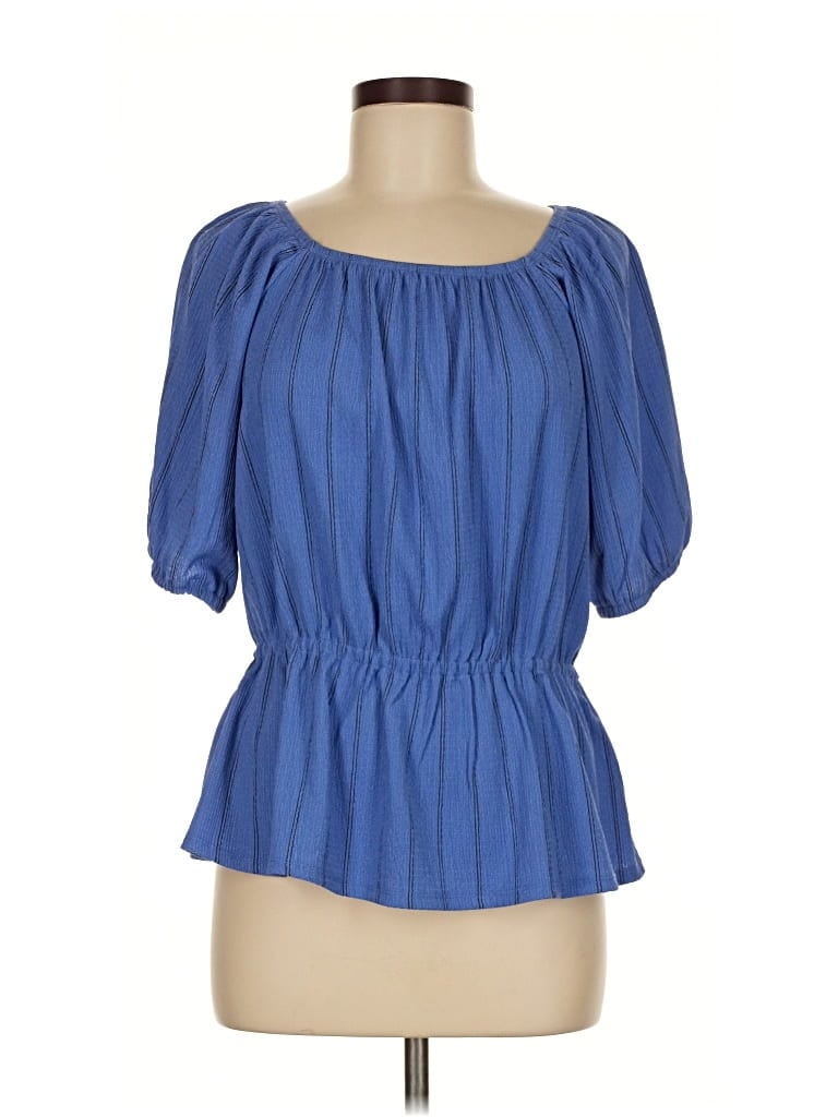 Nine West Short Sleeve Blouse In Blue