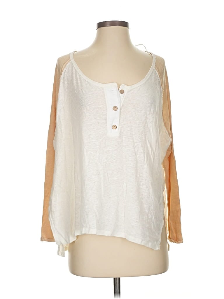 Pre-owned We The Free Long Sleeve Henley Shirt In White