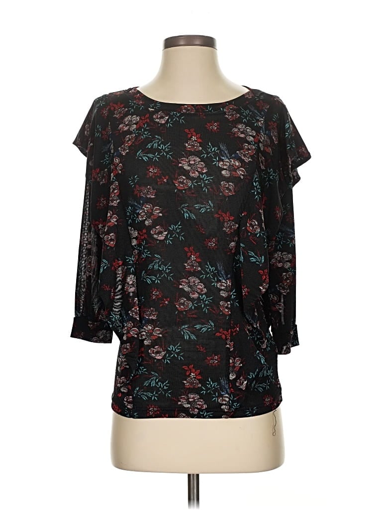 Pre-owned Free People 3/4 Sleeve Blouse In Black