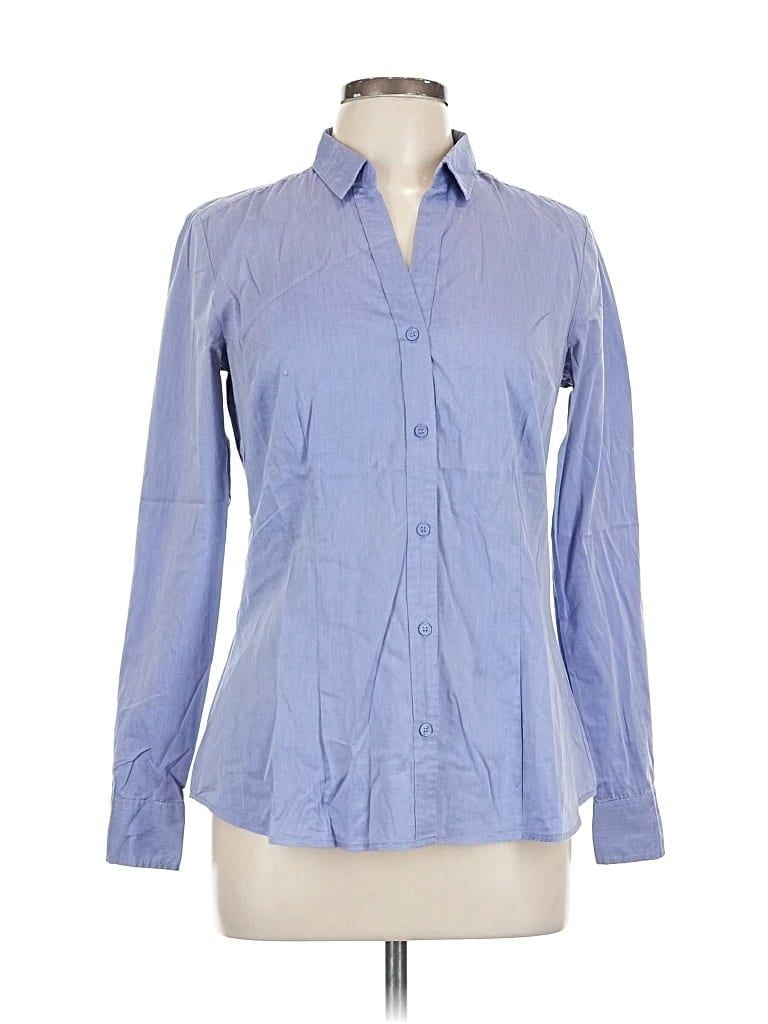 Pre-owned H&m Long Sleeve Button Down Shirt In Blue