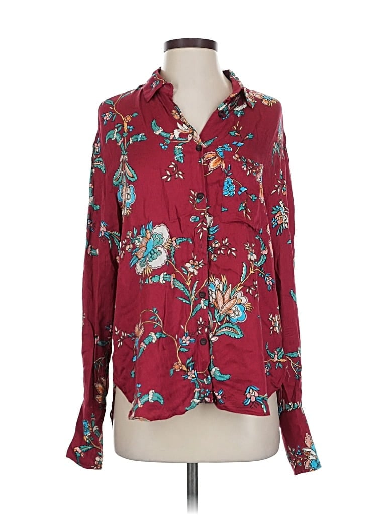 MNG Pre-owned Long Sleeve Blouse In Burgundy