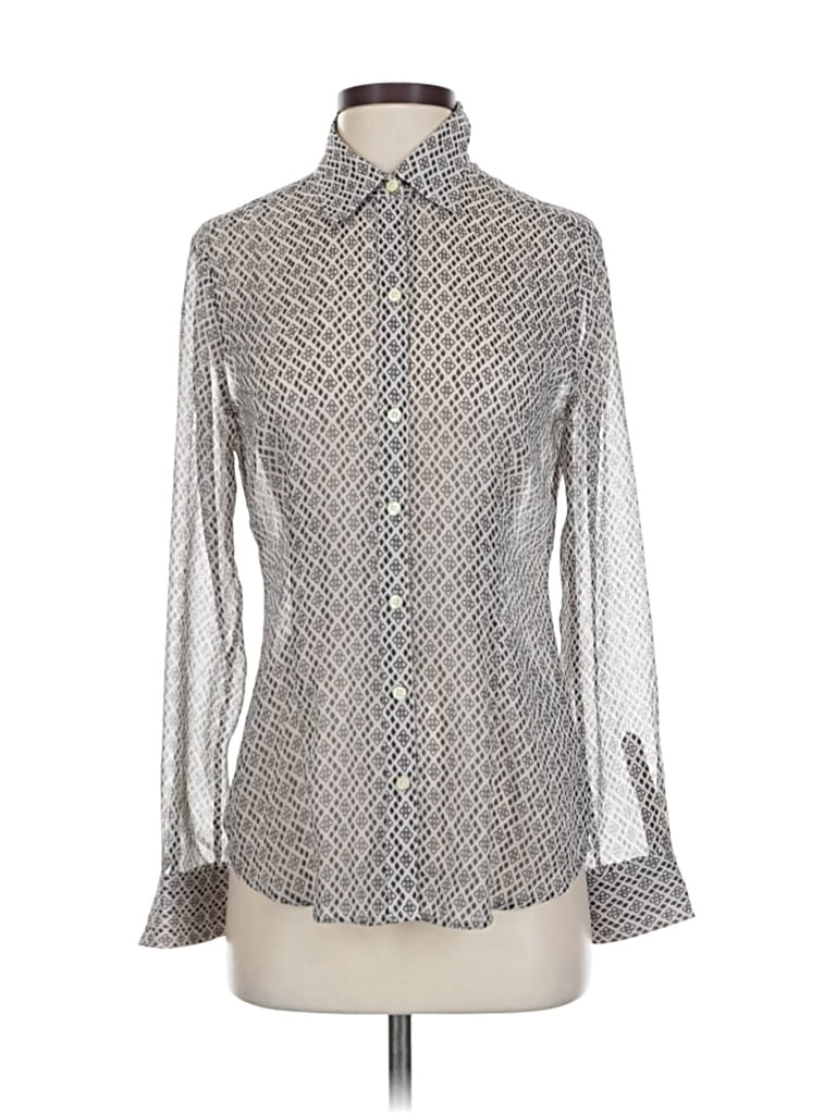 Pre-owned Banana Republic Long Sleeve Blouse In Gray