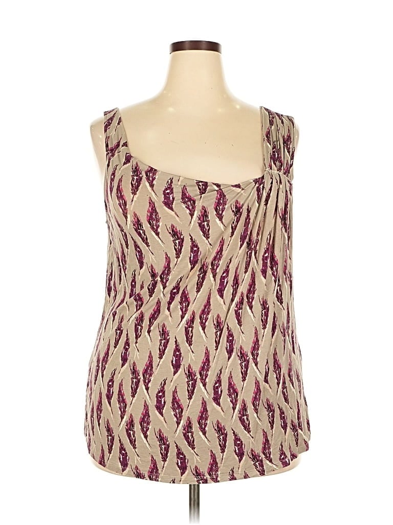 Pre-owned Lane Bryant Tank Top Burgundy Graphic Pattern Square Neckline Tops