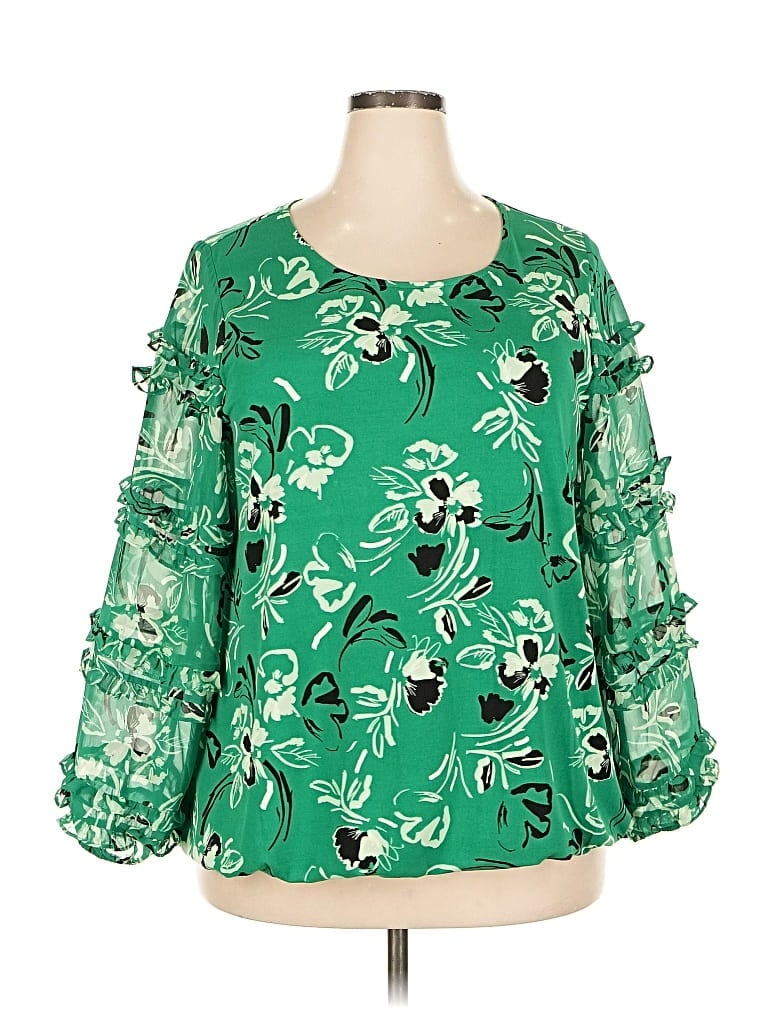 ALFANI Pre-owned 3/4 Sleeve Blouse In Green