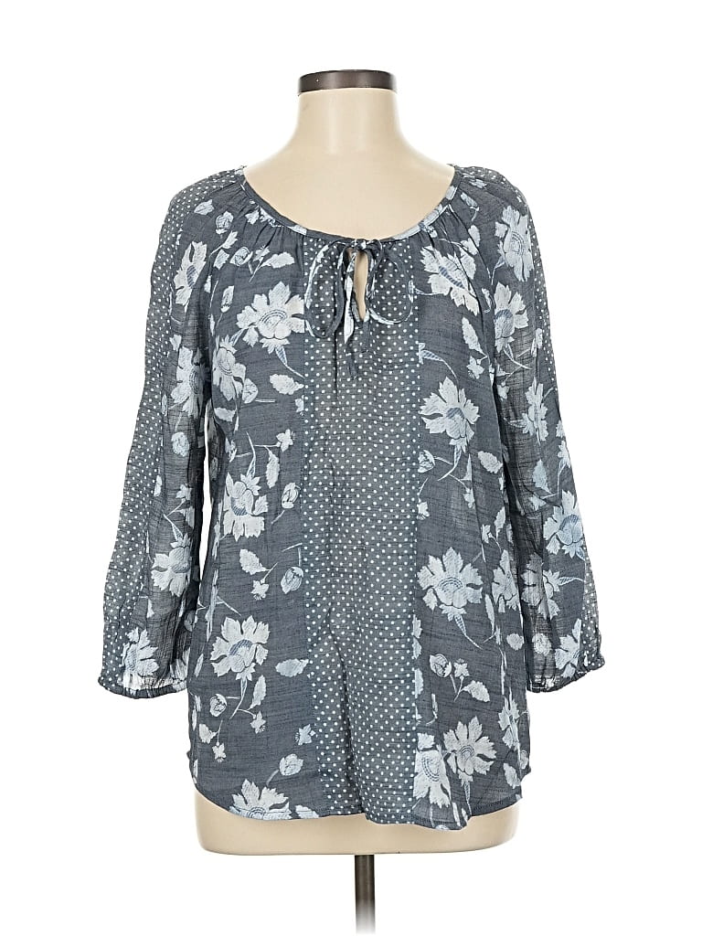 Pre-owned Fred David 3/4 Sleeve Blouse In Gray