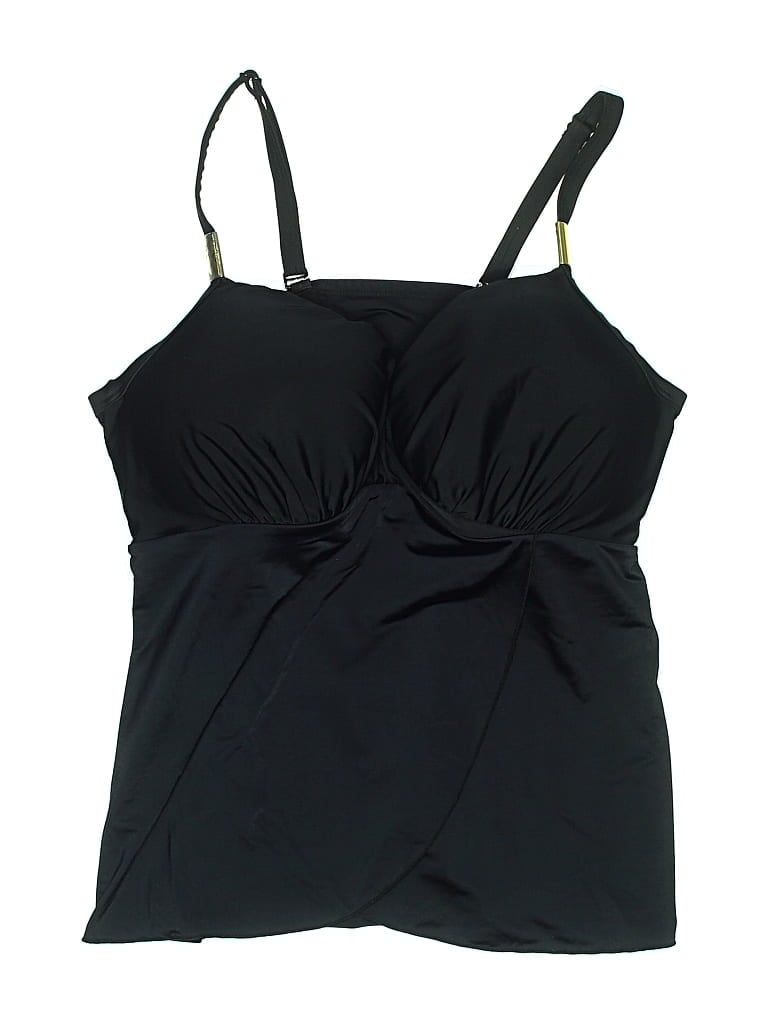 Pre-owned Swim By Cacique Swimsuit Top Black Solid Pattern Swimwear