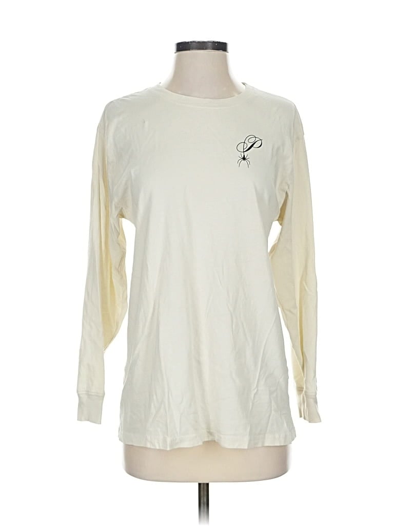 Pre-owned Victoria's Secret Pink Long Sleeve T-shirt In White