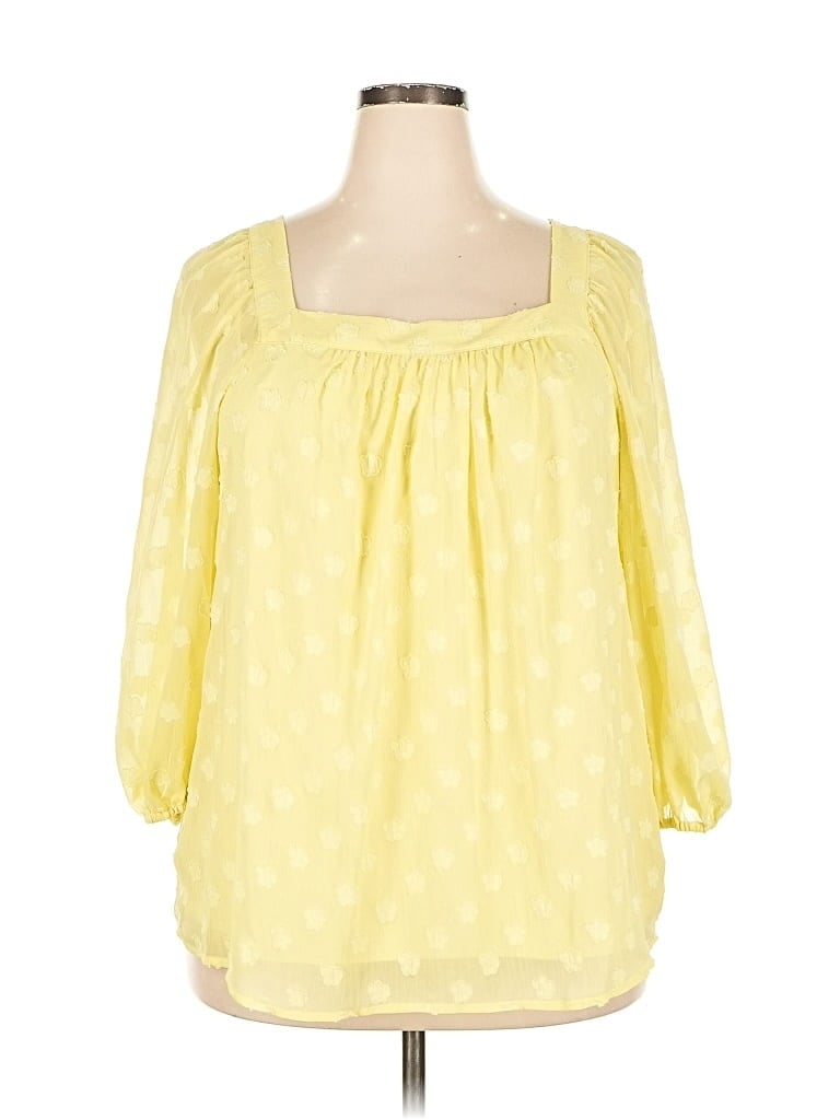 Pre-owned Lc Lauren Conrad 3/4 Sleeve Blouse In Yellow