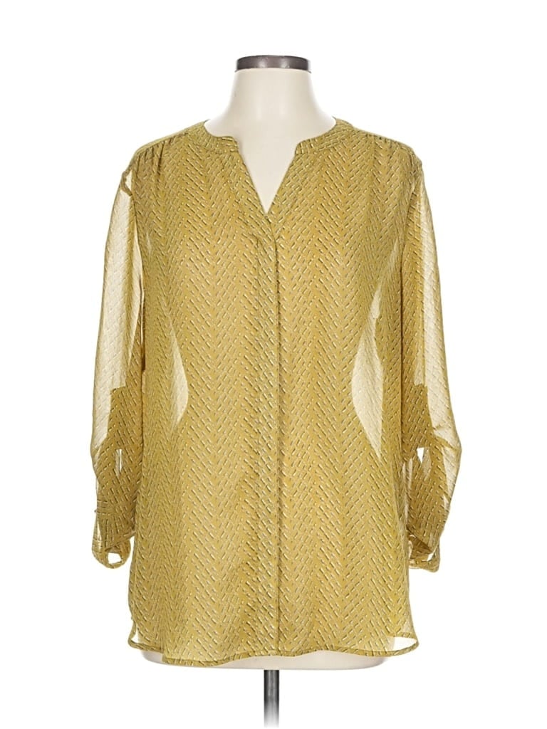Pre-owned Ann Taylor Loft Outlet Long Sleeve Blouse In Yellow