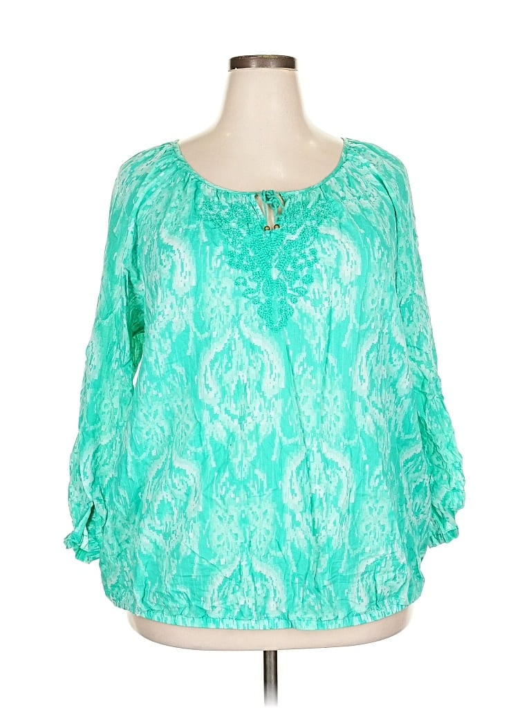 LANE BRYANT Pre-owned 3/4 Sleeve Blouse In Blue