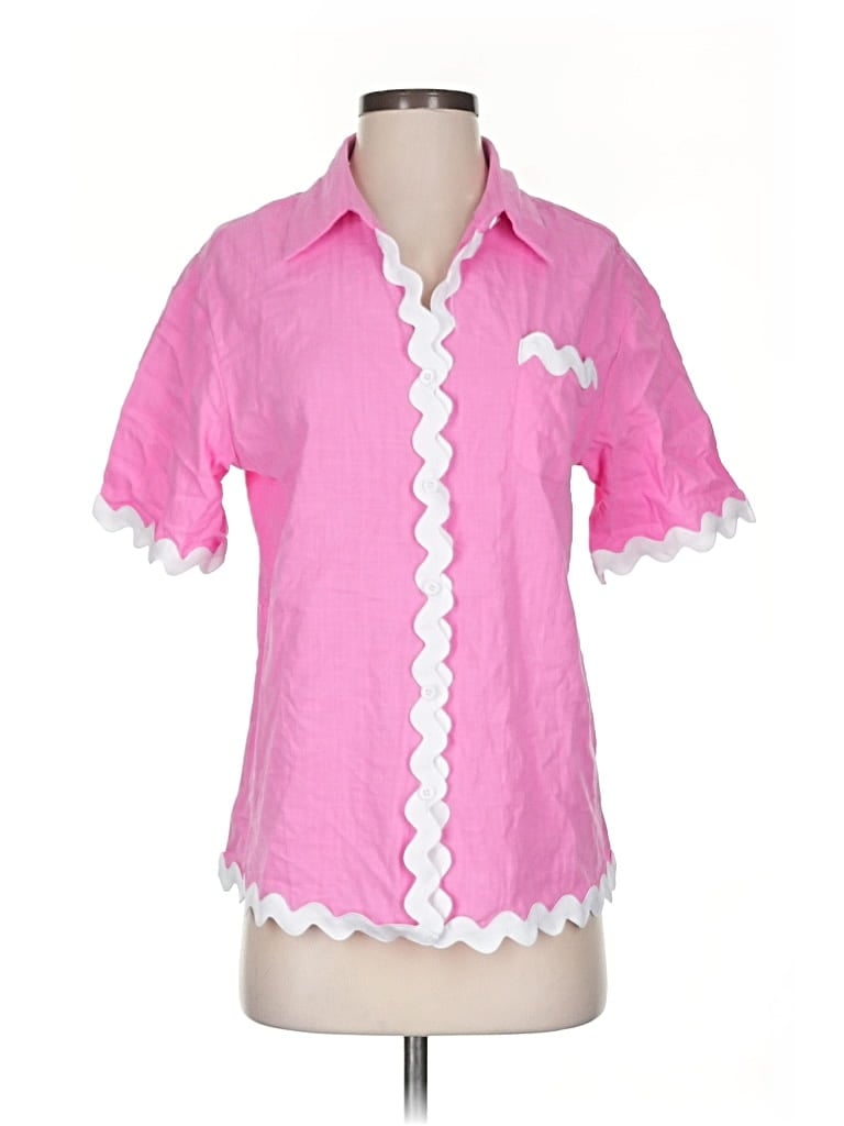Pre-owned Unbranded Short Sleeve Blouse In Pink