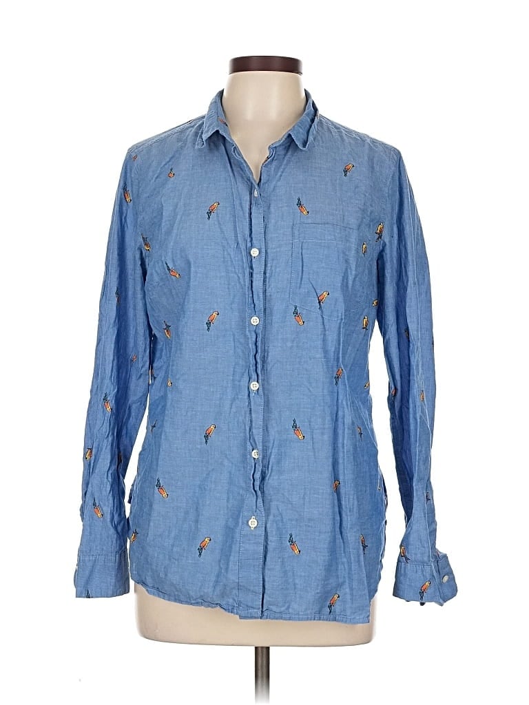 Pre-owned Old Navy Long Sleeve Button Down Shirt In Blue