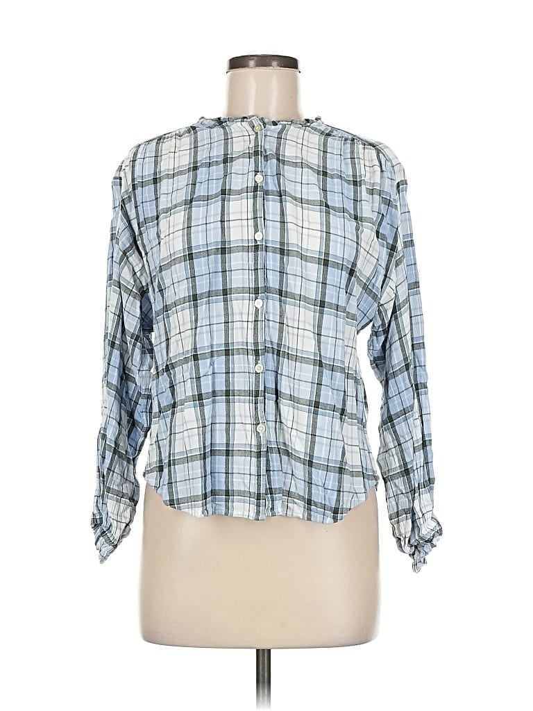 Pre-owned Ann Taylor Loft Long Sleeve Blouse In Blue