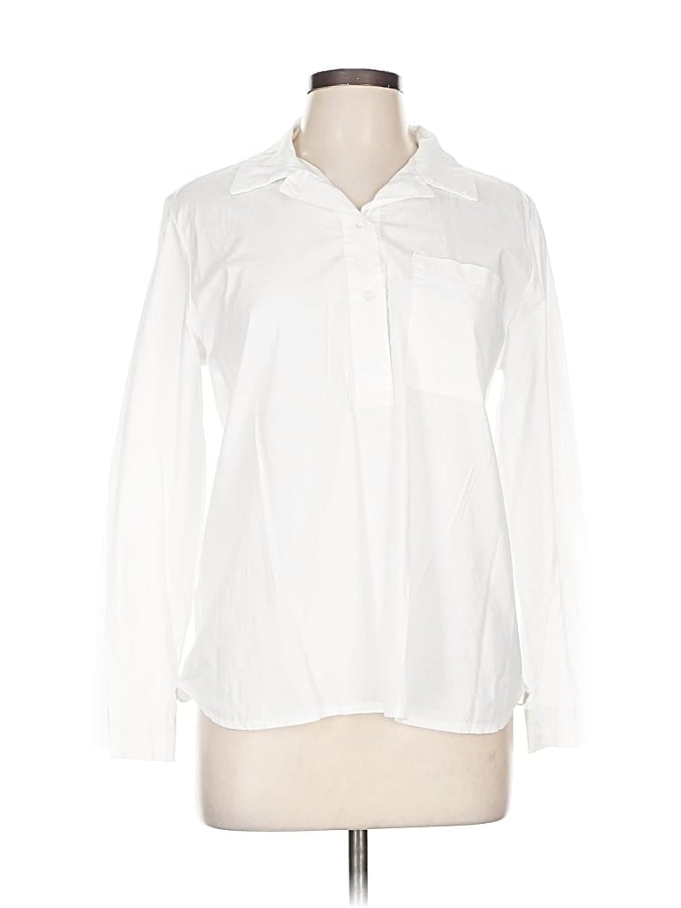 Pre-owned Assorted Brands Long Sleeve Blouse In White