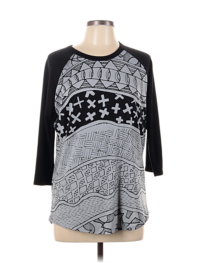 Pre-owned Lularoe 3/4 Sleeve Top Black Crew Neck Tops