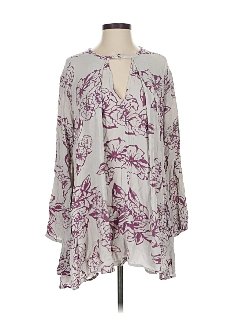 Pre-owned Free People 3/4 Sleeve Blouse In Gray