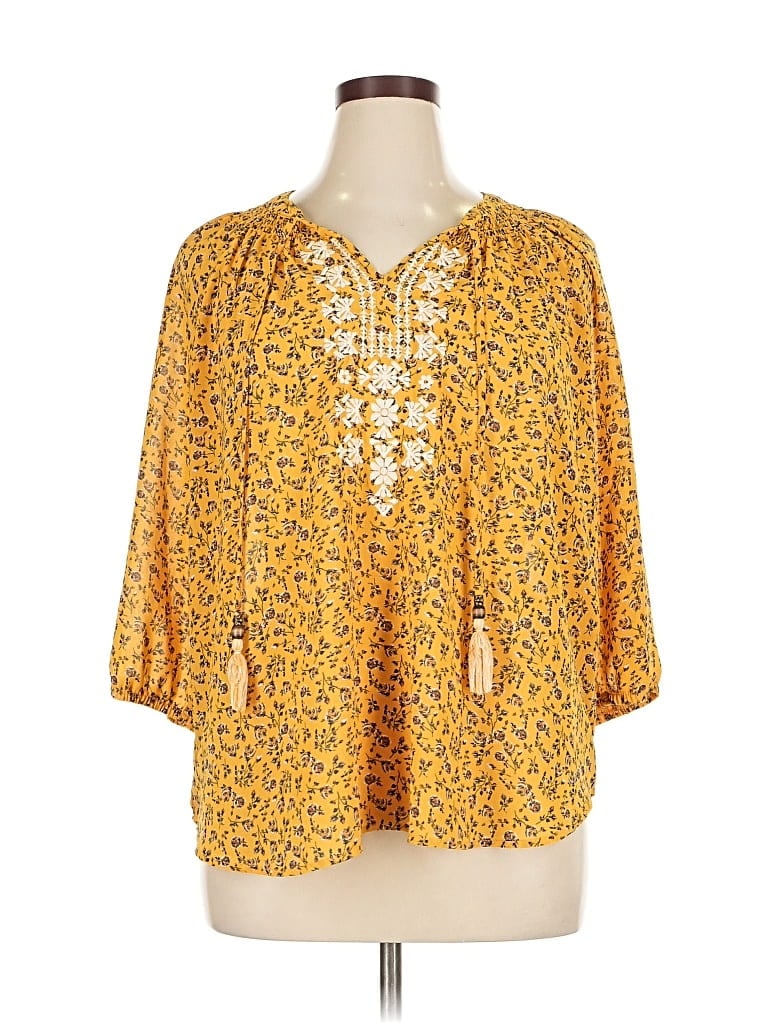 Pre-owned Mason & Belle 3/4 Sleeve Blouse In Yellow