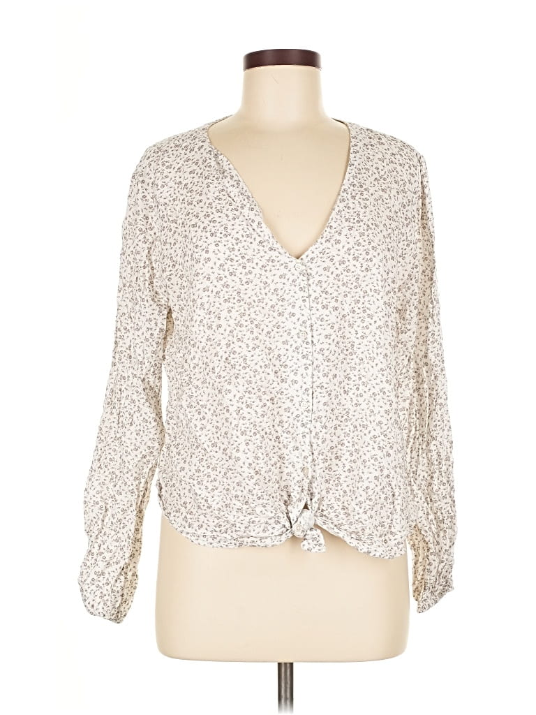 Pre-owned Abercrombie & Fitch Long Sleeve Blouse In White