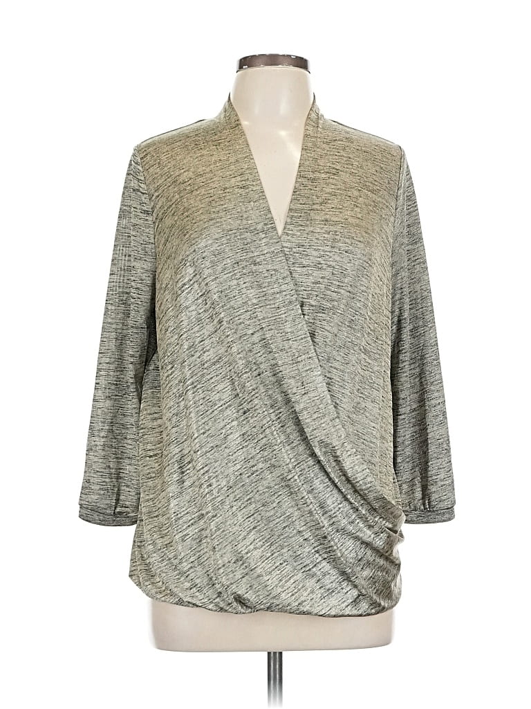 THE LIMITED Pre-owned 3/4 Sleeve Top Gray Cowl Neck Tops