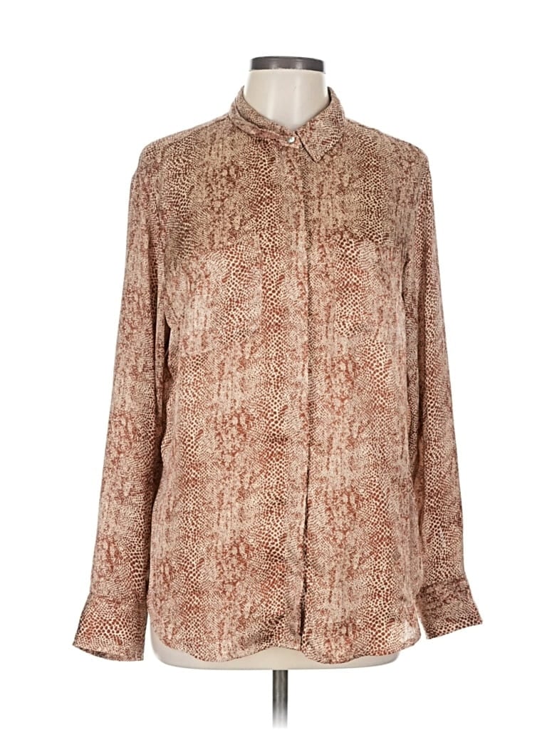Pre-owned A New Day Long Sleeve Blouse In Brown