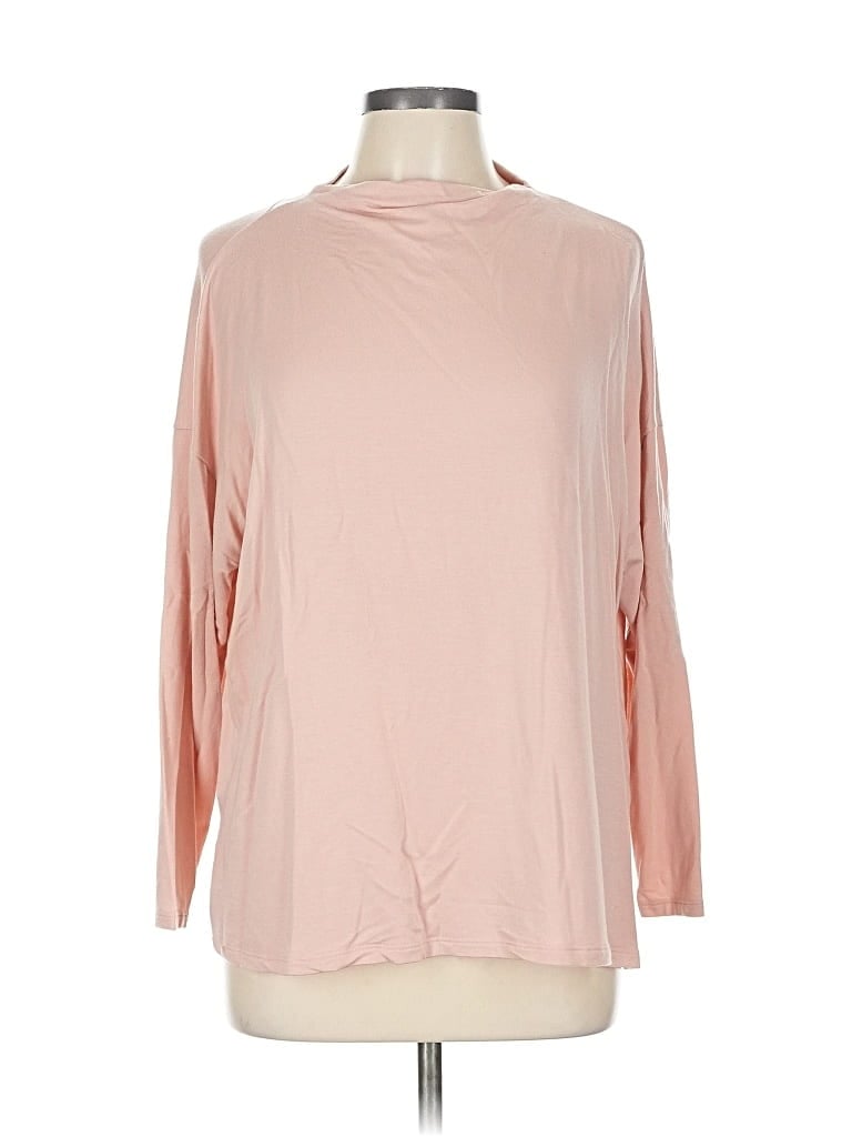 Pre-owned Eileen Fisher Long Sleeve Top Pink Mock Neckline Tops