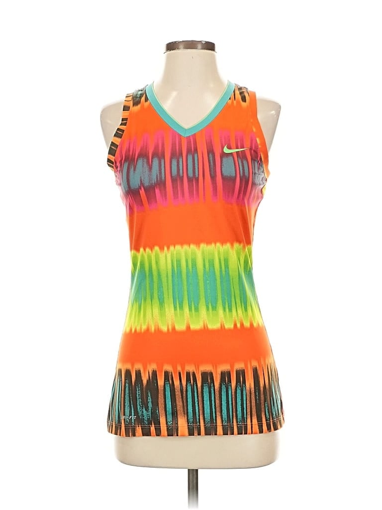 Pre-owned Nike Tank Top Orange Strapless Neckline Tops