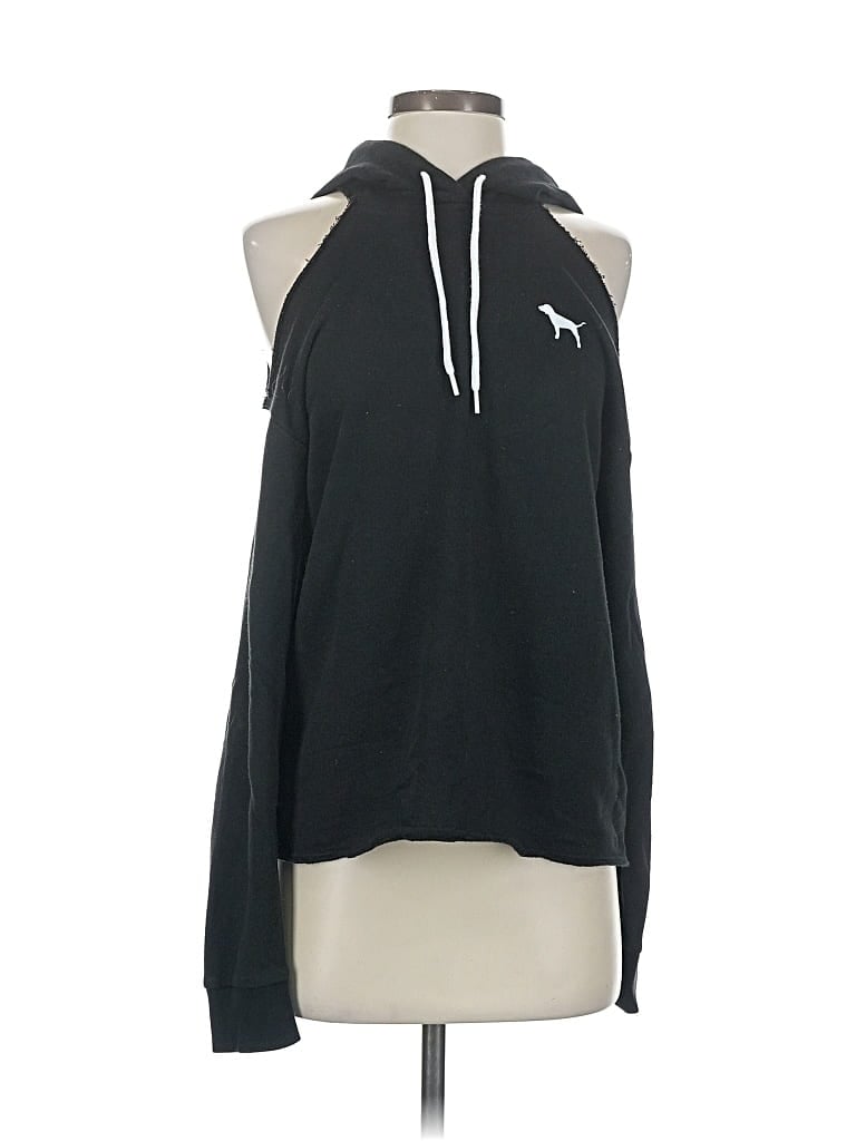 Pre-owned Victoria's Secret Pink Pullover Hoodie In Black