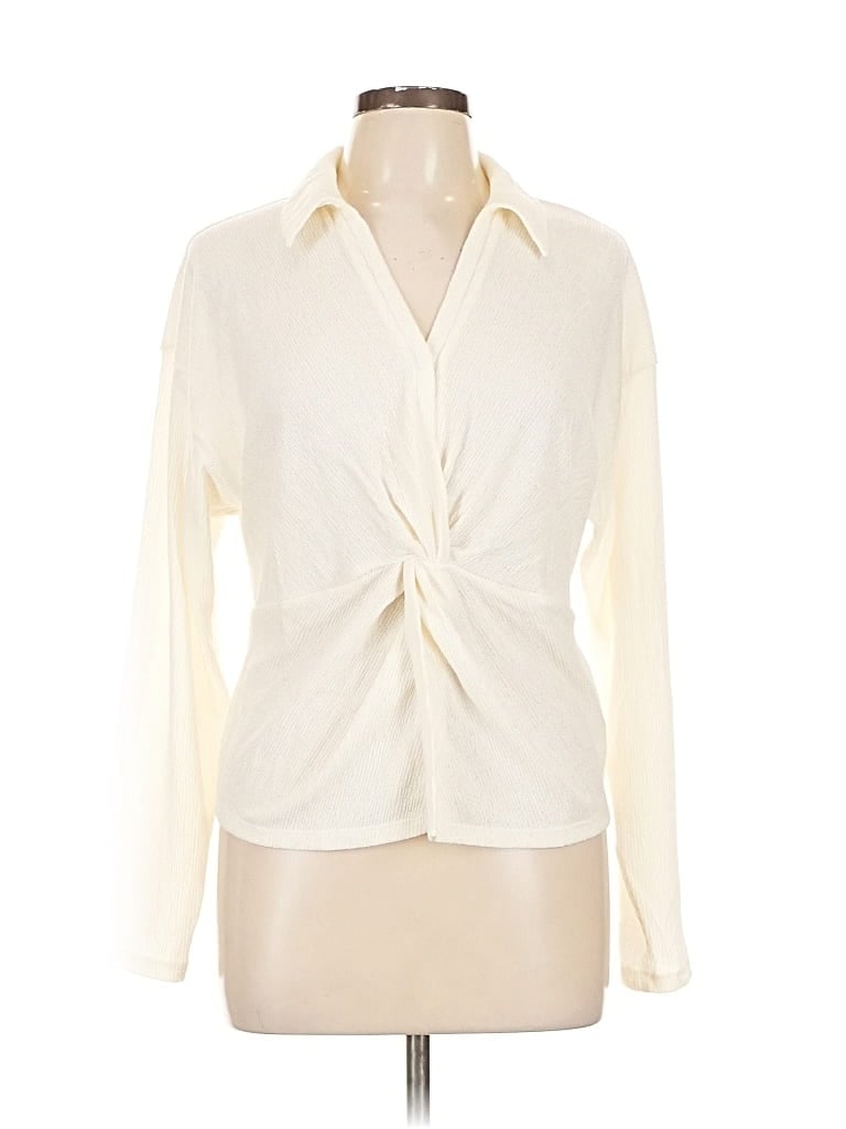 Pre-owned Madewell Long Sleeve Blouse In White