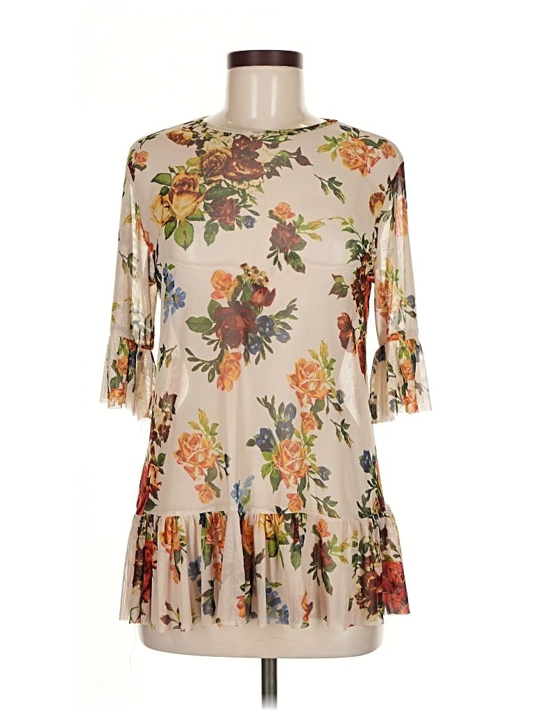 Pre-owned Gaze 3/4 Sleeve Blouse In Burgundy