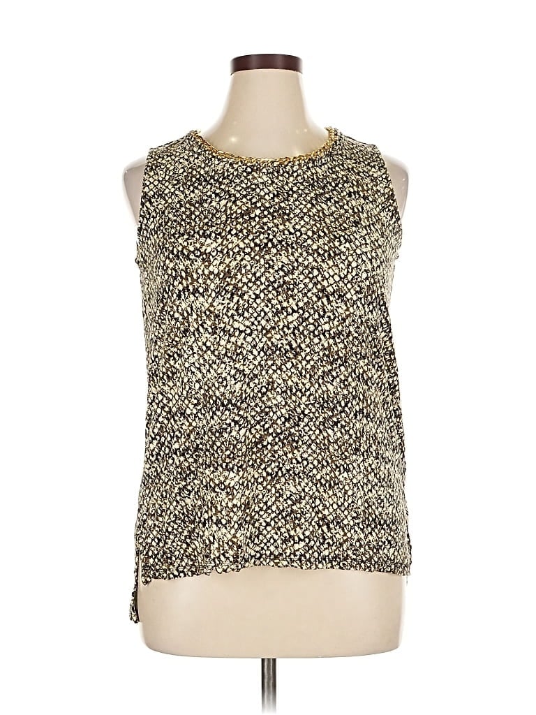 MICHAEL MICHAEL KORS Pre-owned Tank Top Gold Tweed Pattern Halter Neckline Tops