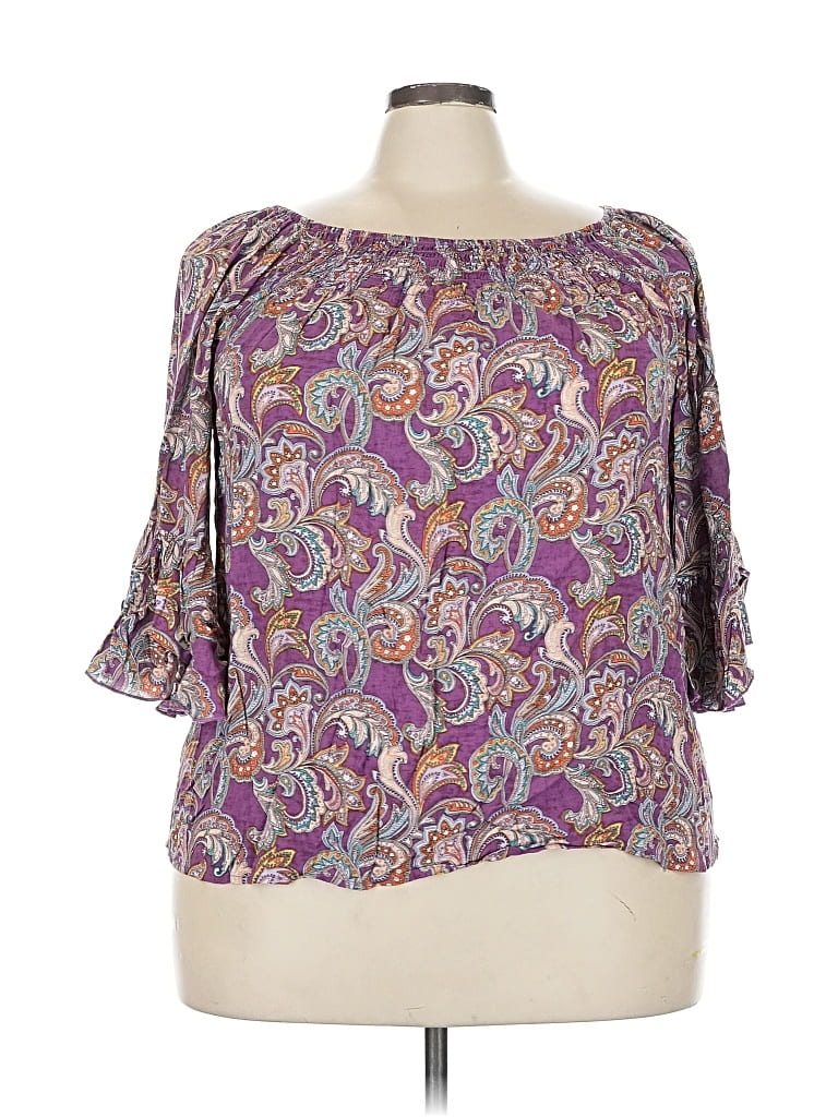 Pre-owned Cato 3/4 Sleeve Blouse In Purple