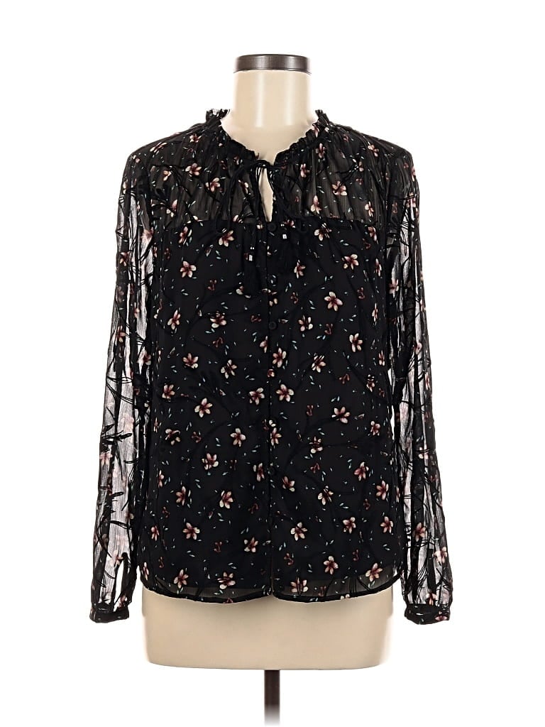 Pre-owned Daniel Rainn Long Sleeve Blouse In Black