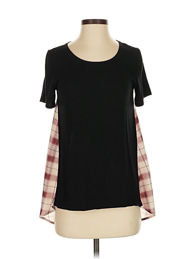 Pre-owned Alya Short Sleeve Top Black Square Neckline Tops