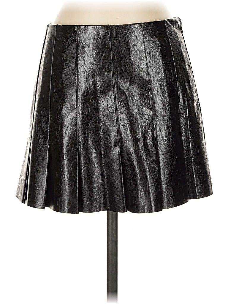 Pre-owned Mng Faux Leather Skirt In Black