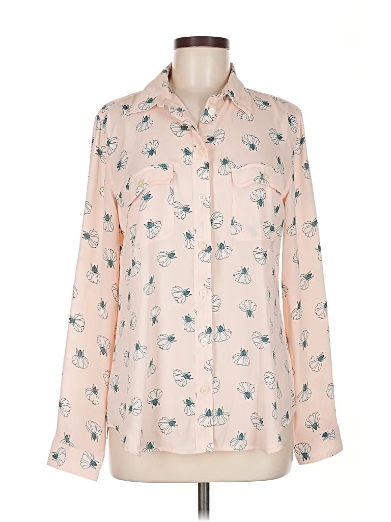 Pre-owned Ann Taylor Loft Long Sleeve Blouse In Pink