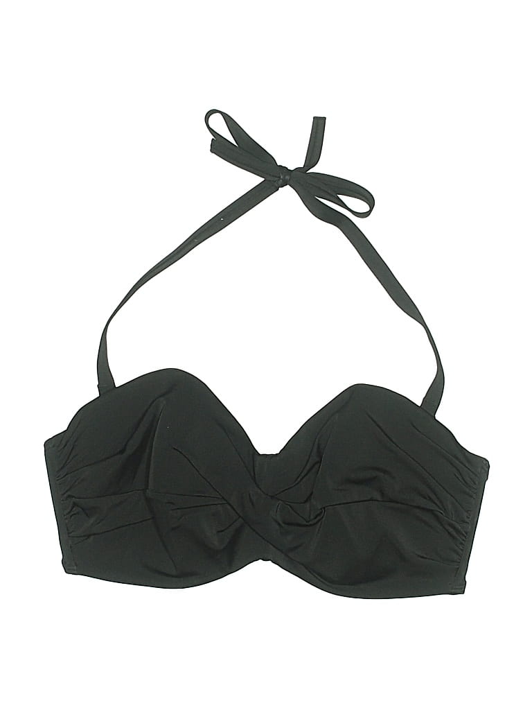 Pre-owned Unbranded Swimsuit Top Black Solid Pattern Swimwear