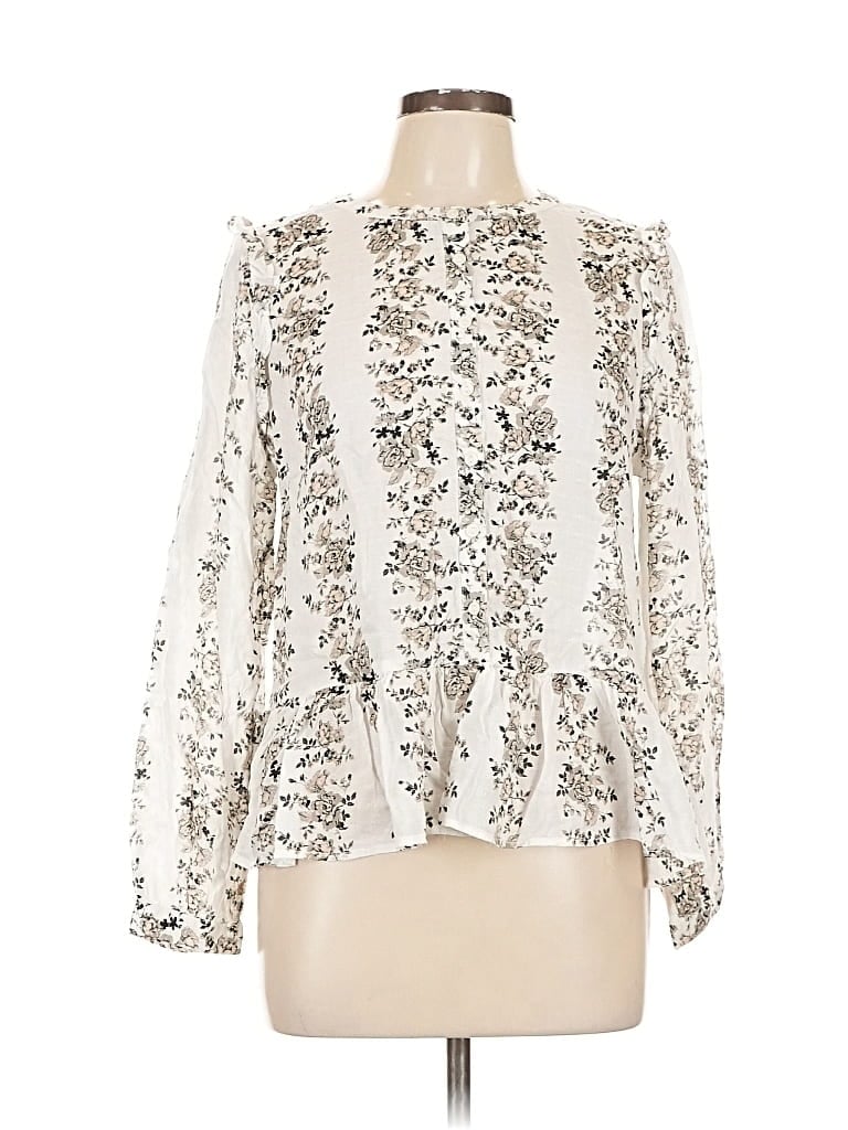 Pre-owned Lucky Brand Long Sleeve Blouse In White