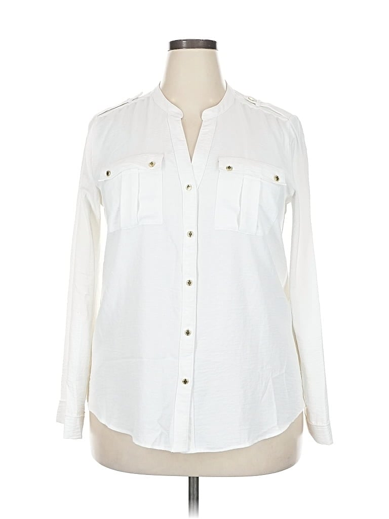 Pre-owned Calvin Klein Long Sleeve Blouse In White