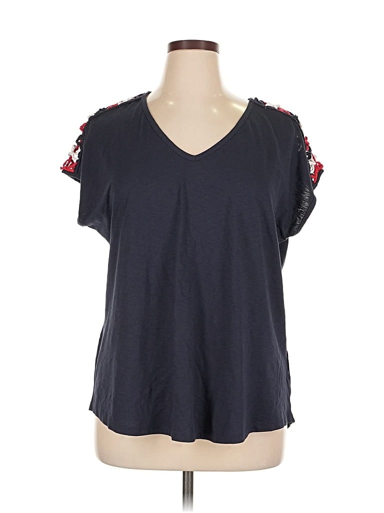 Pre-owned Lane Bryant Short Sleeve Top Gray V Neck Tops