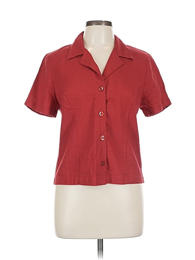 Pre-owned Victoria Holley Short Sleeve Blouse In Burgundy