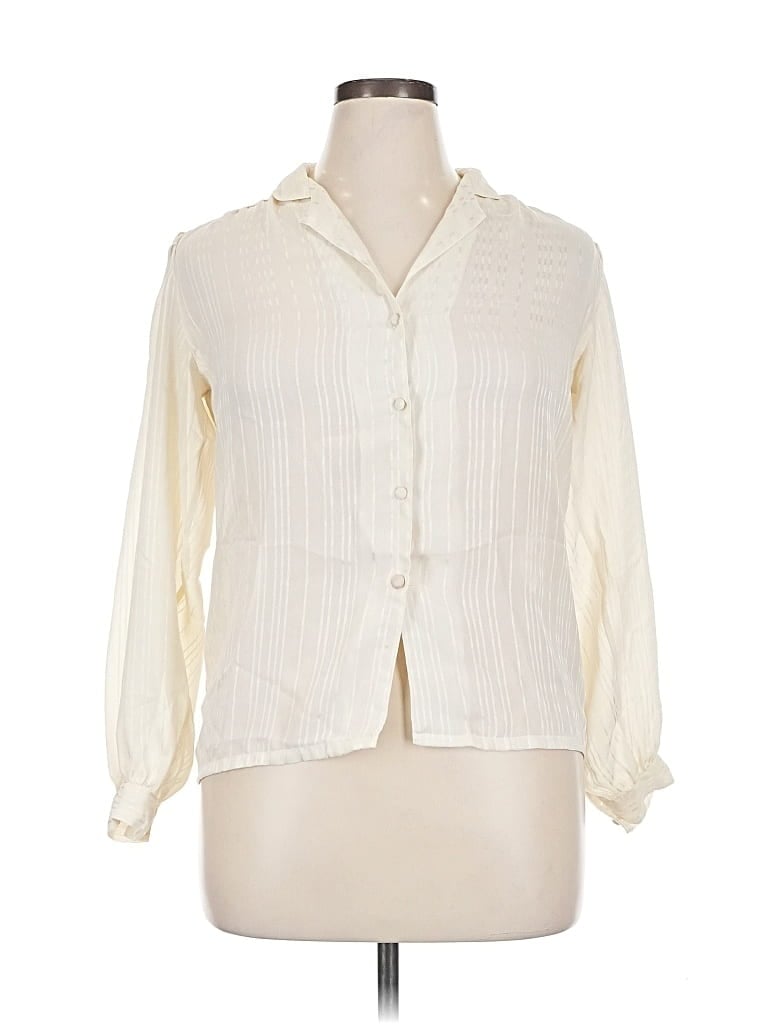 Pre-owned Assorted Brands Long Sleeve Blouse In White